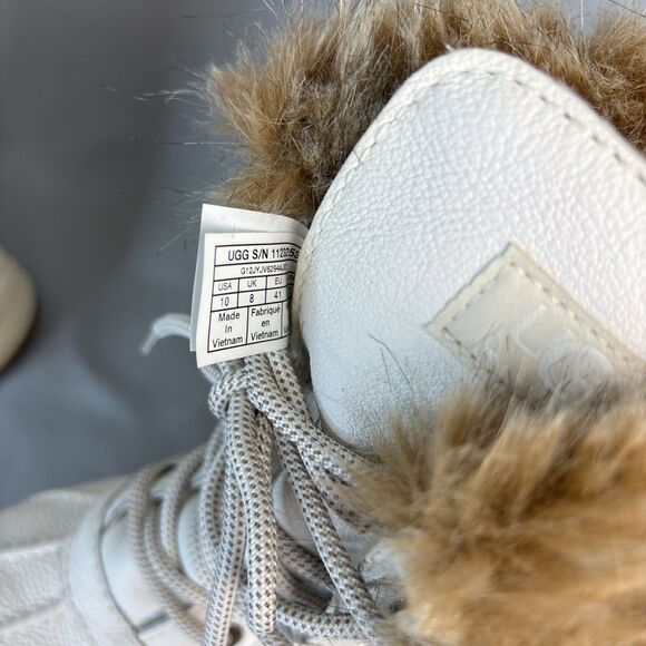 New Womens UGG Snow Boot Adirondack III White Leather Laced Up Fur Cuff $250 10 - Picture 15 of 16